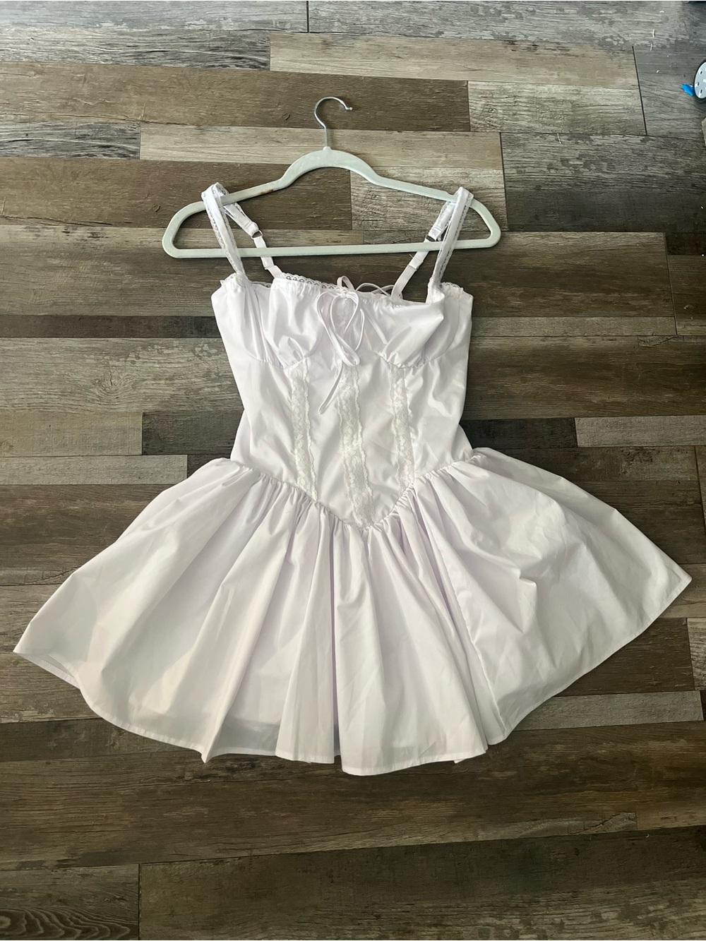 Junior White Tulle-Style Party Dress with Bow Detail